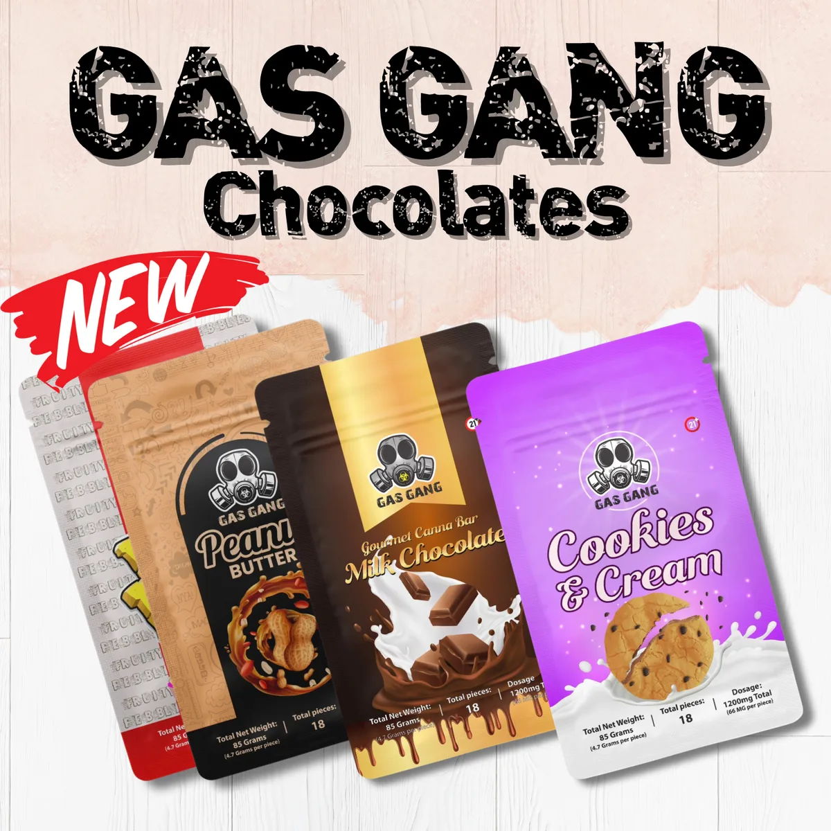 Gas Gang Distillate Chocolate Bars 1200mg